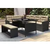 Image de CONCEPT USINE | Salon de Jardin d'angle Résine Tressée 8 Personnes | Moorea Salon Noir Coussin Beige | 1 Table Haute Plateau Verre + 2 Canapés + 1 Banc - Coussins Déhoussables Imperméables | Anti-UV