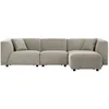 Image de CONCEPT USINE | Canapé Modulable en Velours Côtelé | 3 Places + 1 Pouf | Monroe Gris Clair | Style Moderne et Ultra Tendance | Large Assise et Pouf Modulable | Revêtement : Tissu 100% Polyester