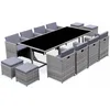 Image de Alice's Garden - Salon de Jardin 8-12 Places   Vabo   Coloris Nuance de Gris. Coussins Gris chiné. Table encastrable