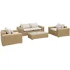 Image de sweeek - Salon de Jardin Extra Large pour 4 Personnes en résine Beige - Gubbio - Coussin Beige