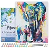 Image de Figured'Art Peinture par Numéro Adulte avec Cadre Eléphants Aquarelle - Activité Manuelle Kit de Loisir Créatif DIY Numéro d'Art Complet - 40x50cm toile tendue sur châssis