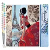 Image de Figured'Art Peinture par Numéro Adulte Belle Femme et Tour Eiffel - Activité Manuelle Kit de Loisir Créatif DIY Numéro d'art Complet - 40x50cm sans châssis en Bois
