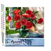 Image de Figured'Art Peinture par Numéro Adulte Bouquet de Fleurs Rouge - Activité Manuelle Kit de Loisir Créatif DIY Numéro d'Art Complet - 40x50cm sans châssis en bois