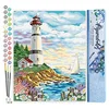 Image de Figured'Art Peinture par Numéro Adulte Phare sous Un Ciel Nuageux - Activité Manuelle Kit de Loisir Créatif DIY Numéro d'art Complet - 40x50cm sans châssis en Bois