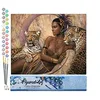 Image de Figured'Art Peinture par Numéro Adulte Déesse et Léopards - Activité Manuelle Kit de Loisir Créatif DIY Numéro d'Art Complet - 40x50cm sans châssis en bois