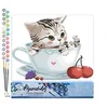 Image de Figured'Art Peinture par Numéro Adulte Chat et Cerises - Activité Manuelle Kit de Loisir Créatif DIY Numéro d'Art Complet - 40x50cm sans châssis en bois