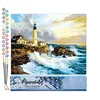 Image de Figured'Art Peinture par Numéro Adulte Tempête près du Phare - Activité Manuelle Kit de Loisir Créatif DIY Numéro d'Art Complet - 40x50cm sans châssis en bois