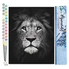 Image de Figured'Art Peinture par Numéro Adulte Tête de lion en noir et blanc - Activité Manuelle Kit de Loisir Créatif DIY Numéro d'Art Complet - 40x50cm sans châssis en bois