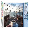 Image de Figured'Art Peinture par Numéro Adulte Café et Mouettes au Bord de l'eau - Activité Manuelle Kit de Loisir Créatif DIY Numéro d'art Complet - 40x50cm sans châssis en Bois