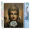 Image de Figured'Art Peinture par Numéro Adulte Visage de Bouddha et fleur de Lotus - Activité Manuelle Kit de Loisir Créatif DIY Numéro d'Art Complet - 40x50cm sans châssis en bois