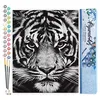 Image de Figured'Art Peinture par Numéro Adulte Tête de Tigre en noir et blanc - Activité Manuelle Kit de Loisir Créatif DIY Numéro d'Art Complet - 40x50cm sans châssis en bois
