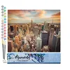Image de Figured'Art Peinture par Numéro Adulte Coucher de soleil sur New York - Activité Manuelle Kit de Loisir Créatif DIY Numéro d'Art Complet - 40x50cm sans châssis en bois