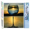 Image de Figured'Art Peinture par Numéro Adulte Verre de Vin et vue sur l'Horizon - Activité Manuelle Kit de Loisir Créatif DIY Numéro d'Art Complet - 40x50cm sans châssis en bois