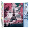 Image de Figured'Art Peinture par Numéro Adulte Tour Eiffel au Printemps - Activité Manuelle Kit de Loisir Créatif DIY Numéro d'Art Complet - 40x50cm sans châssis en bois