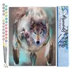 Image de Figured'Art Peinture par Numéro Adulte Loups et Plumes - Activité Manuelle Kit de Loisir Créatif DIY Numéro d'Art Complet - 40x50cm sans châssis en bois