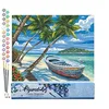 Image de Figured'Art Peinture par Numéro Adulte Barque sous les Cocotiers - Activité Manuelle Kit de Loisir Créatif DIY Numéro d'Art Complet - 40x50cm sans châssis en bois