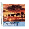 Image de Figured'Art Peinture par Numéro Adulte Eléphants au Coucher du soleil - Activité Manuelle Kit de Loisir Créatif DIY Numéro d'Art Complet - 40x50cm sans châssis en bois