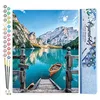 Image de Figured'Art Peinture par Numéro Adulte Barque sur Un Lac de Montagne - Activité Manuelle Kit de Loisir Créatif DIY Numéro d'art Complet - 40x50cm sans châssis en Bois