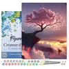 Image de Figured'Art Peinture par Numéro Adulte avec Cadre Arbre rose et Nuages - Activité Manuelle Kit de Loisir Créatif DIY Numéro d'Art Complet - 40x50cm toile tendue sur châssis