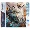 Image de Figured’Art Diamond Painting Broderie Diamant 40x50cm Toile Entière Roulée avec Strass Perles Carrés - Loup Combattant - Kit Complet Animaux 5D DIY Activité Manuelle Loisirs Créatifs Adultes