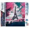 Image de Figured’Art Diamond Painting Broderie Diamant 40x50cm Toile Entière Roulée avec Strass Perles Carrés - Tour Eiffel en Fleurs - Kit Complet 5D DIY Activité Manuelle Loisirs Créatifs Adultes