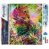 Image de Figured’Art Diamond Painting Broderie Diamant 40x50cm Toile Entière Roulée avec Strass Perles Carrés - Léopard coloré - Kit Complet Animaux 5D DIY Activité Manuelle Loisirs Créatifs Adultes