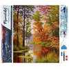 Image de Figured’Art Diamond Painting Broderie Diamant 40x50cm Toile Entière Roulée avec Strass Perles Carrés - Lac en Automne - Kit Complet Paysage 5D DIY Activité Manuelle Loisirs Créatifs Adultes