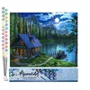 Image de Figured'Art Peinture par Numéro Adulte Lac nocturne - Activité Manuelle Kit de Loisir Créatif DIY Numéro d'art Complet - 40x50cm sans châssis en Bois