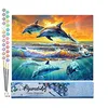 Image de Figured'Art Peinture par Numéro Adulte Aube de Dauphins - Activité Manuelle Kit de Loisir Créatif DIY Numéro d'Art Complet - 40x50cm sans châssis en bois