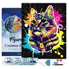 Image de Figured’Art Diamond Painting Broderie Diamant 40x50cm Avec Cadre Toile Tendue Strass Perles Carrés - Chat Splash Pop Art - Kit Complet Animaux 5D DIY Activité Manuelle Loisirs Créatifs Adultes
