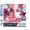 Image de Figured’Art Diamond Painting Broderie Diamant 40x50cm Toile Entière Roulée avec Strass Perles Carrés - Visage et Fleurs - Kit Complet 5D DIY Activité Manuelle Loisirs Créatifs Adultes