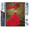 Image de Figured’Art Diamond Painting Broderie Diamant 40x50cm Toile Entière Roulée avec Strass Perles Carrés - Femme à la Robe rouge - Kit Complet 5D DIY Activité Manuelle Loisirs Créatifs Adultes