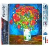 Image de Figured’Art Diamond Painting Broderie Diamant 40x50cm Toile Entière Roulée avec Strass Perles Carrés - Vase avec Coquelicots Van Gogh - Kit Complet 5D DIY Activité Manuelle Loisirs Créatifs Adultes