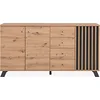 Image de HOMIFAB Buffet 3 Portes 4 tiroirs Effet chêne 160 cm - Flavia