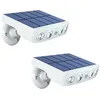 Image de Lampe solaire extérieur étanche orientable avec détecteur de mouvement - Panneau a recharge rapide - 4 Leds COB Blanc froid 500 Lumens - Allumage automatique IP65 Neige Pluie Chaleur (Lot de 2)