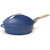 Image de COOKUT - La Fabuleuse poêle 8 en 1   Un seul ustensile qui remplace poêle, casserole, sauteuse - Avec 2 poignées amovibles, panier vapeur/friture, spatule en bois - SAPHIR