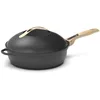 Image de COOKUT - La Fabuleuse poêle 8 en 1   Un seul ustensile qui remplace poêle, casserole, sauteuse - Avec 2 poignées amovibles, panier vapeur/friture, spatule en bois - METEORE