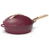 Image de COOKUT - La Fabuleuse poêle 8 en 1 - "PETIT MODELE 24 cm"   Un seul ustensile qui remplace poêle, casserole, sauteuse - 2 poignées amovibles, panier vapeur/friture, spatule en bois - RUBIS