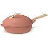 Image de COOKUT - La Fabuleuse poêle 8 en 1 - "PETIT MODELE 24 cm"   Un seul ustensile qui remplace poêle, casserole, sauteuse, cocotte - 2 poignées amovibles, panier vapeur/friture, spatule en bois - PIVOINE