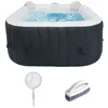 Image de KIT TOUT INCLUS SUNSPA: spa gonflable carré 4 places et accessoires : 2 appuis têtes filtre épuisette brosse tapis couverture