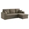 Image de Alice's Home - Canapé d'angle Convertible en Tissu Marron - IDA - 3 Places. Fauteuil d'angle réversible Coffre Rangement lit modulable