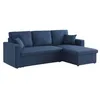 Image de Alice's Home - Canapé d'angle Convertible en Tissu Bleu - IDA - 3 Places. Fauteuil d'angle réversible Coffre Rangement lit modulable