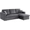 Image de sweeek - Canapé d'angle Convertible en Velours Gris foncé 3 Places. Fauteuil d'angle réversible Coffre Rangement lit modulable
