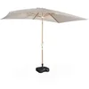 Image de Alice's Garden - Parasol droit sable rectangulaire 2x3m. mât central imitation bois en aluminium orientable et manivelle d'ouverture