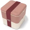 Image de monbento - Lunch box MB Square rose Moka - Grande Bento Lunch Box à Compartiments - Bento Box Hermétique 2 étages - Idéal pour Travail/Pique-nique   Sans BPA, Durable et Sûr - Made in France - Rose