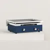 Image de Plancha gaz Créative 2 feux inox Inox Massif brillant lisse 6mm d'épaisseur Plaque de cuisson de 60 x 40 cm Puissance de 7,2 kw avec 2 brûleurs en U Bleu marine