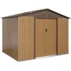 Image de sweeek - Abri de Jardin en métal - FERRAIN 5.29m² Couleur chêne - Cabane à Outils avec Deux Grandes Portes coulissantes. kit de Fixation Sol Inclus. Maison de Rangement. Remise