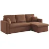 Image de sweeek - Canapé d'angle Convertible en Velours côtelé Rouille - IDA - 3 Places. Fauteuil d'angle réversible Coffre Rangement lit modulable