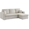 Image de sweeek - Canapé d'angle Convertible en Velours côtelé grège - IDA - 3 Places. Fauteuil d'angle réversible Coffre Rangement lit modulable