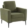 Image de Alice's Garden sweeek - Fauteuil en Velours côtelé Kaki foncé - Bjorn - Canapé 1 Place Fixe Droit Pieds métal